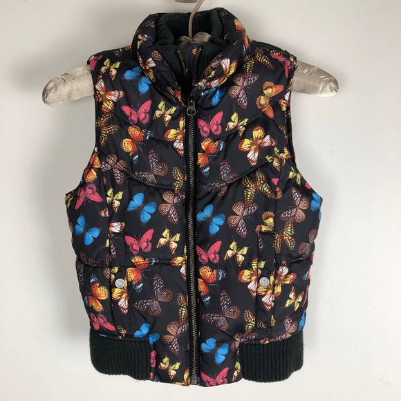 Old Navy Puffer Vest Butterfly Brown Girls Medium - Picture 1 of 8